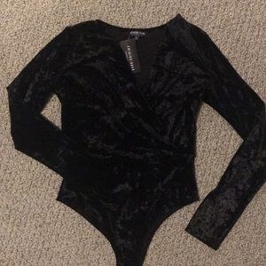 Fashion Nova Black Velvet Body Suit
